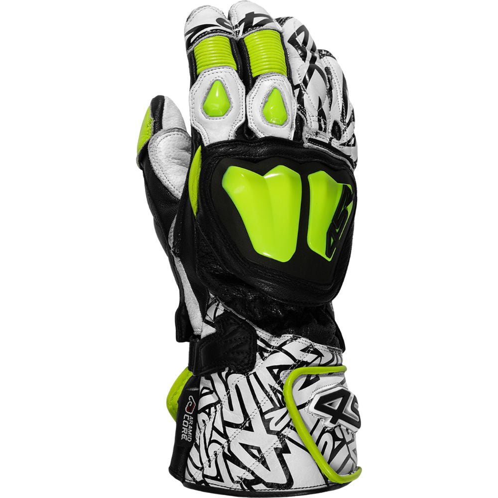 4SR RR Aramid Core Handschuhe Weiß/Gelb – Moto-Store
